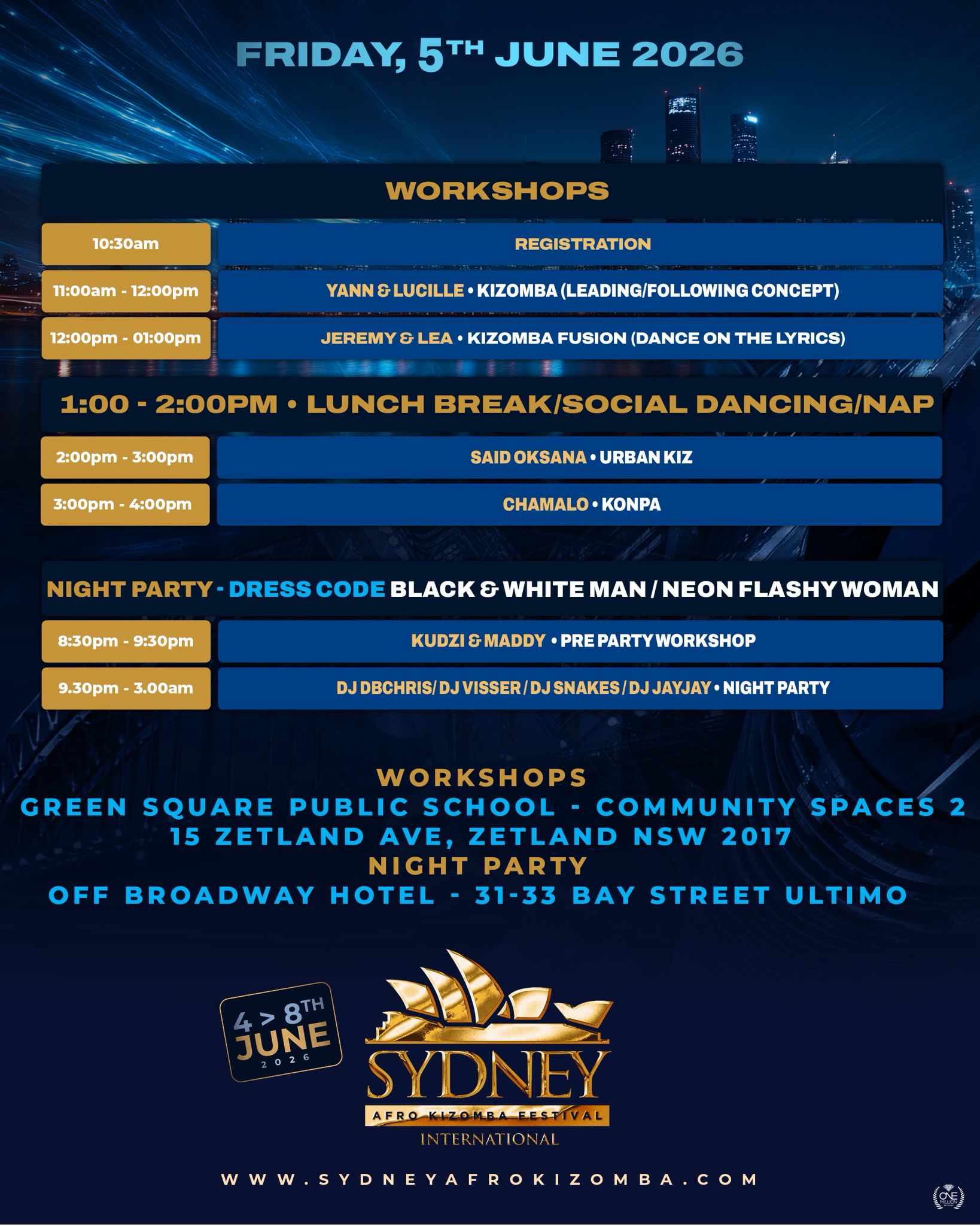 timetable - Sydney Afro Kiz 26 - 2